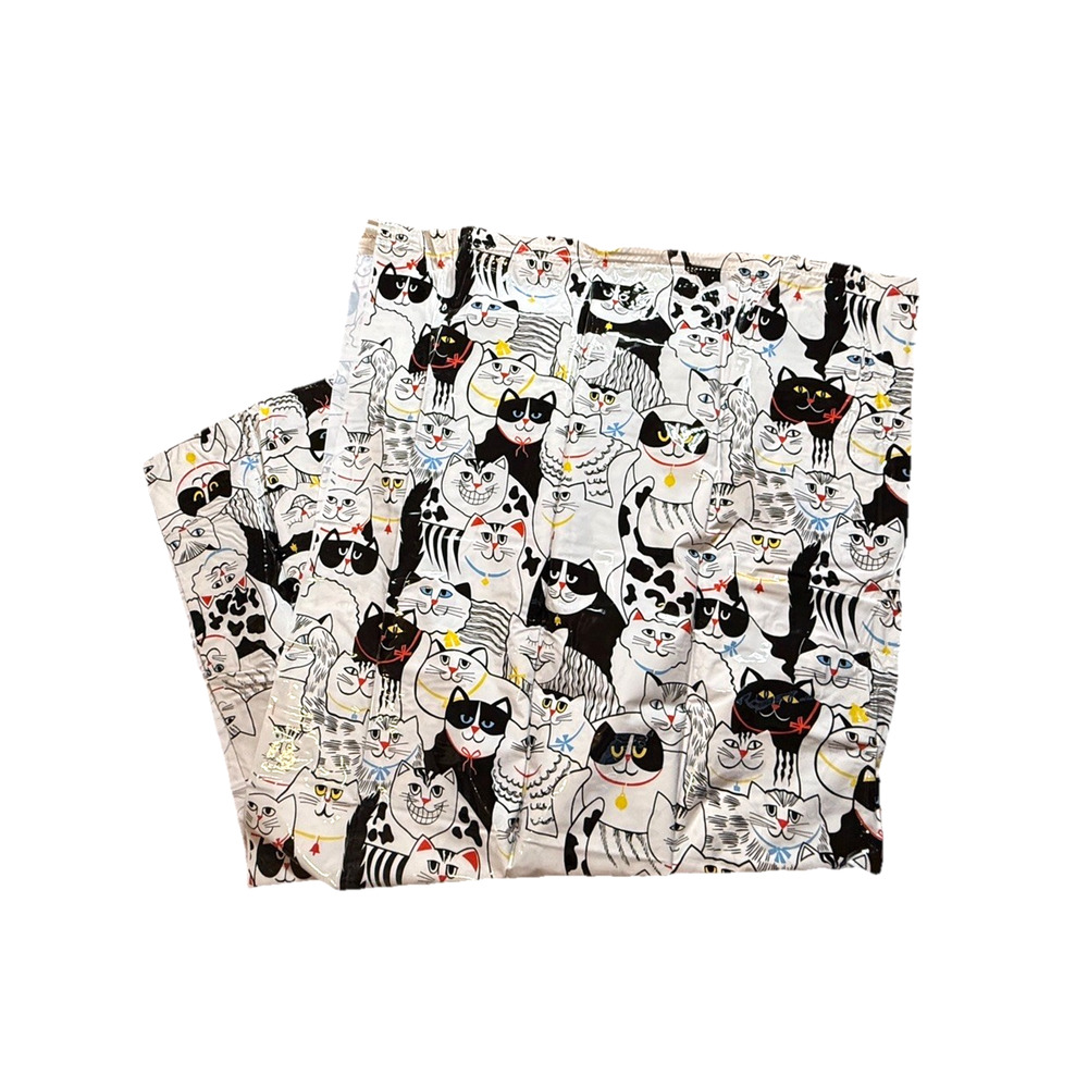 Vintage Fun & Unique Cat Shower Curtain Plastic Kitten Print White Black Pattern